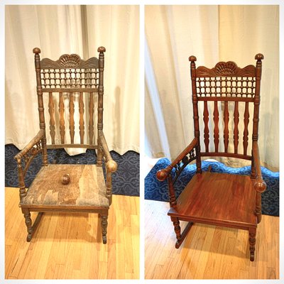 A great Christmas idea. A sentimental rocking chair that was restored for someone's mom.