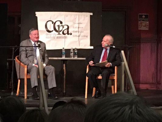 Mayor Jim Kenney being interviewed by Larry Kane, for the Center City Residents Association (CCRA).