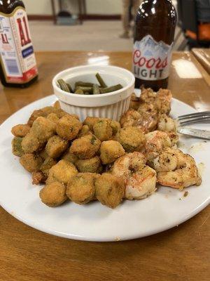 Shrimp with fried okra