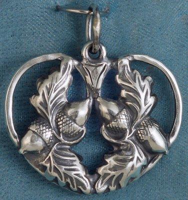 Acorn Oakleaf Heart Sterling Silver Pendant