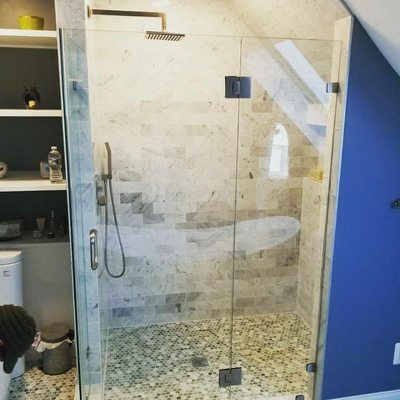 90 degree frameless shower door