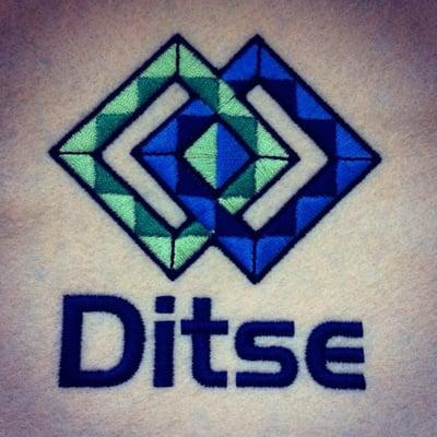 The perfect embroidery of the Ditse Holdings logo by Design My Threads of Spencer, MA