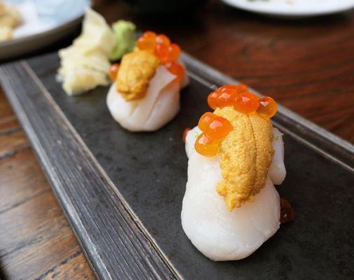 Giant Sushi (scallop, uni, and roe)