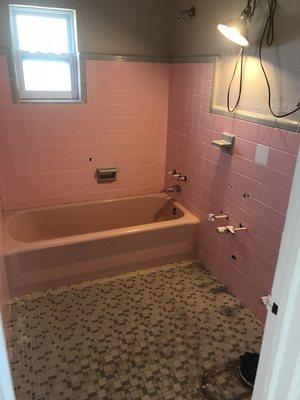 Before refinishing tub and tile