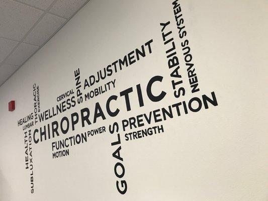 hand drawn chiropractic cloud mural by @jf.works