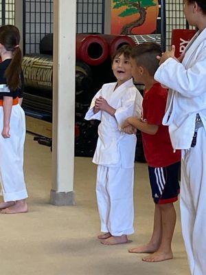 My son doing karate from winning it in the merchant Monday on Facebook!