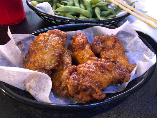 Soy garlic bone in chicken wings