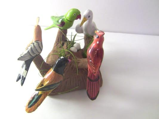 Handmade wooden birds