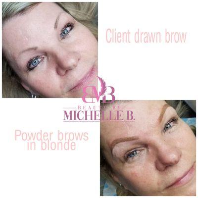 Powder brows before and after