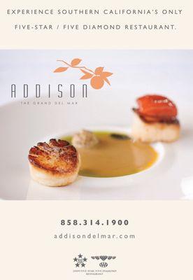 Magazine Ad for Addison restaurant in Del Mar, Ca.