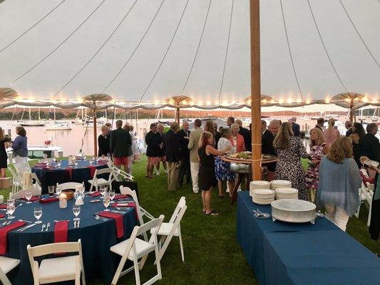 Event tent overlooking Essex Harbor