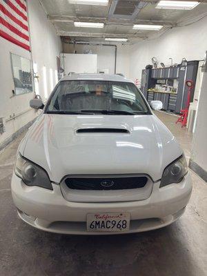 2005 Subaru legacy GT unlimited 5sp   Removed residue from half hood PPF