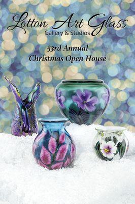 Come to our 53rd Annual Christmas Open House on December 1st & 2nd!  Fri 11-7 & Sat 10-5, join us for a one of a kind celebration of glass.