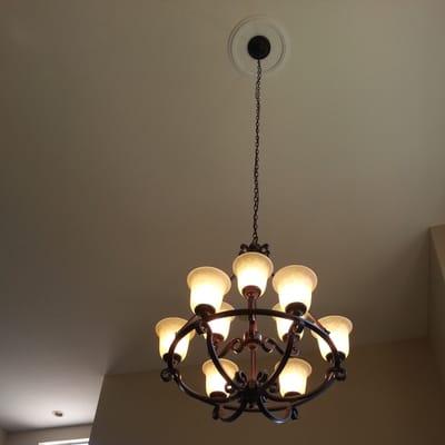 Chandelier hung up 22ft. high