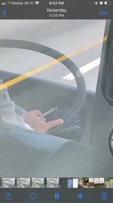 Driver smoking cigarettes