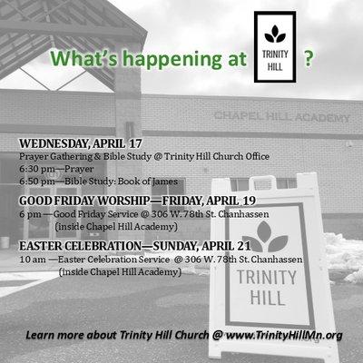 What's happening at Trinity Hill this week?