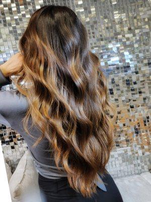 Long beautiful mane, long layers added for subtle bounce and movement