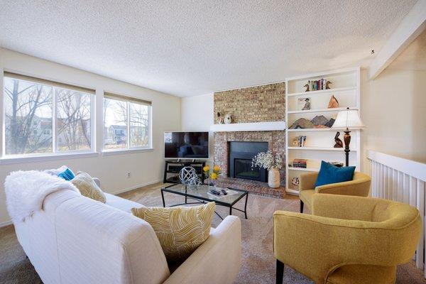 Cozy family room with fireplace