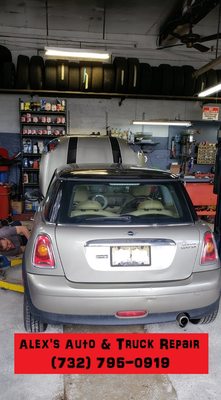 Mini Cooper hood open - mechanic repair