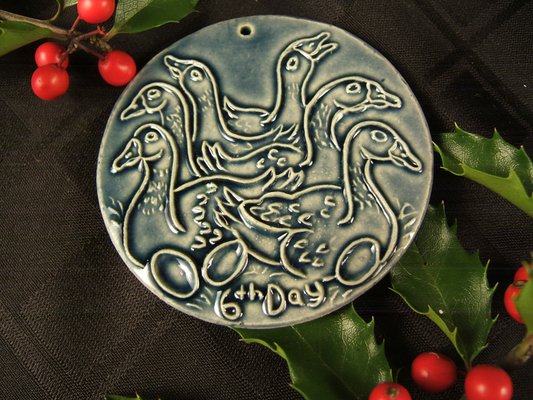 2016 addition to our 12 Days of Christmas Collector ornaments- 6 Geese A Laying available https://PotsbydePerrot.etsy.com