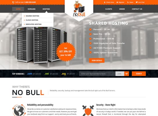 Website for a hosting company