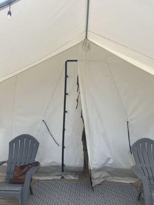 Front of tent