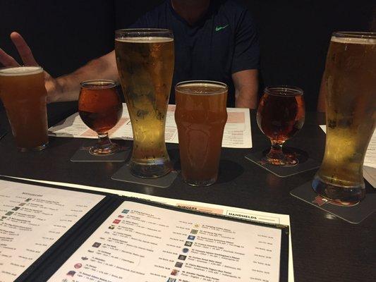 Assortment of beer and part of menu