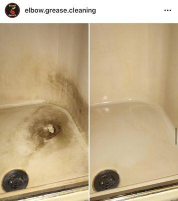 Standing shower bottom, before and after