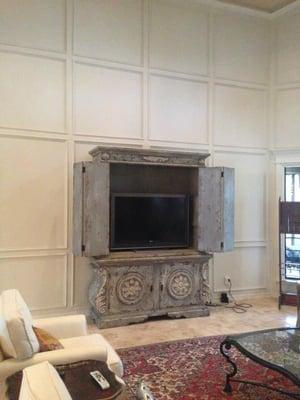 Hand painted old world, one of a kind TV Entertainment unit in Houston TX