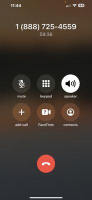 Phone number that I've been on hold with.  After an hour I got disconnected.