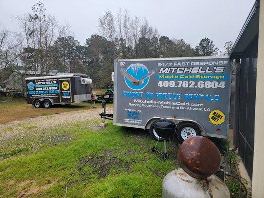 Mobile cooler/ freezer trailers for rent. Will hold tips from 0- to 40 degrees.