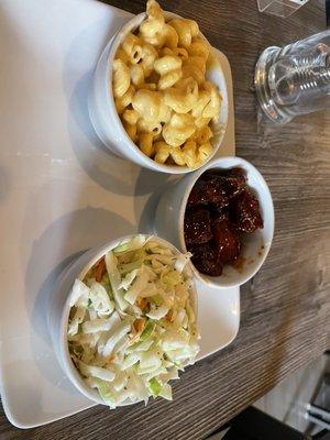 Mac'n'cheese, Pork Belly and coleslaw.