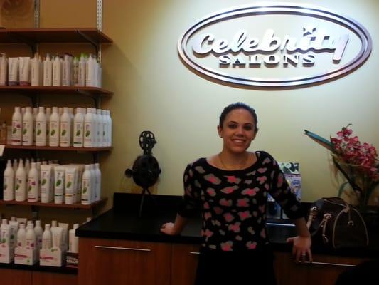 Front Desk with Manager/Hairdresser Stephanie ready to serve.