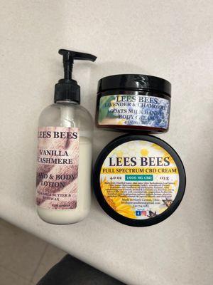 Vanilla cashmere hand & body lotion, full spectrum CBD cream (1000 mg), & lavender and chamomile goats, milk, hand, and body cream