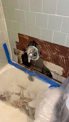 Progress photo for shower faucet, handle and diverter replacement