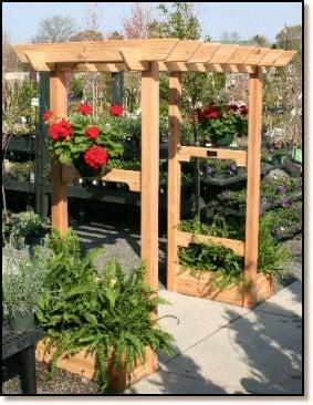 Arbor with raised beds on each side