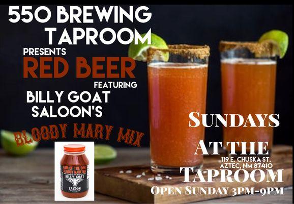 Red Beers on Sundays at 550 Brewing Taproom!!