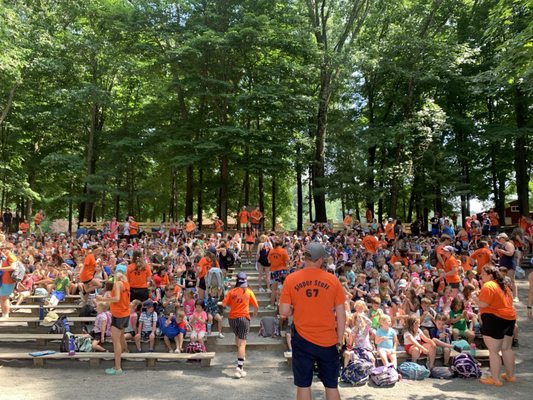 All camp gathering, popsicle Friday!