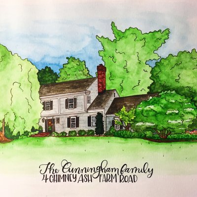 Custom Home Watercolor Illustration