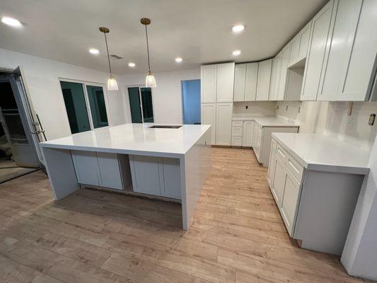 All new flooring, cabinets, and countertops gave this job the sleek modern finish the client was hoping for.