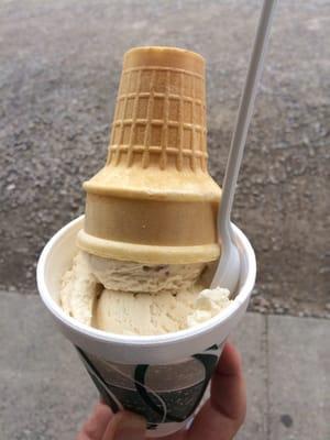 Butter pecan single dip cone