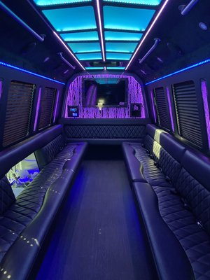 20, 24, and 35 Passengers party bus interior