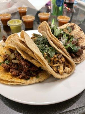 Carnitas on the left, chicken in the middle and steak on right. Chicken was the least favorite