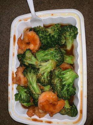 Large shrimp and broccoli