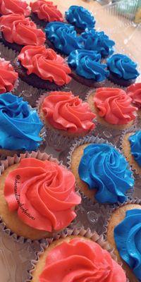 Simple blue and red cupcakes