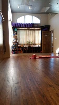 Inside of the yoga studio.