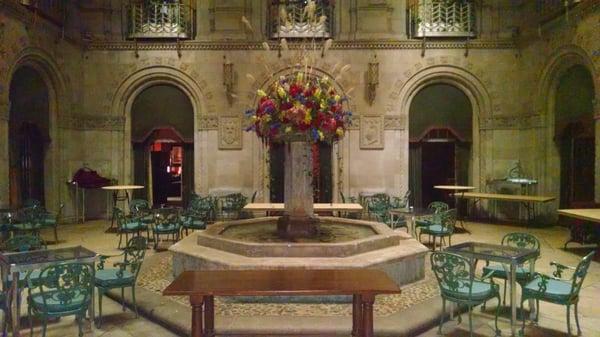 Beautiful fountain and former open-air atrium.