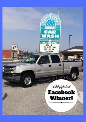 One of our $50 Gift Card Winners from a Facebook Giveaway!