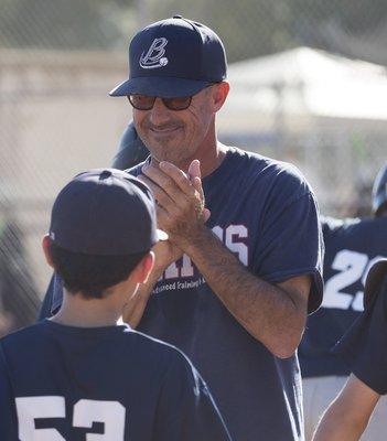 Coach Denny Barrett in his element