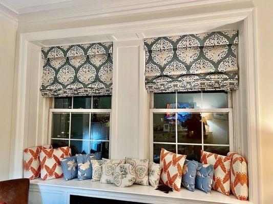 Roman shades living room